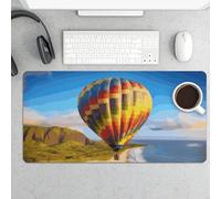 Waterproof Desk Mat 24x12 in Oversized Hawaii Hot Air Balloon Desk Pad with Non-Slip Rubber Base Smooth Surface Gaming Mousepad for Mouse & Keyboard Portable Foldable for Home Office Desktop Decor