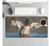 Waterproof Desk Mat 24x12 in Oversized Hunting Flying Wild Ducks Desk Pad with Non-Slip Rubber Base Smooth Surface Gaming Mousepad for Mouse & Keyboard Portable Foldable for Home Office Desktop Decor