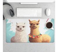 Waterproof Desk Mat 24x12 in Oversized Llama Alpaca Desk Pad with Non-Slip Rubber Base Smooth Surface Gaming Mousepad for Mouse & Keyboard Portable Foldable for Home Office Desktop Decor