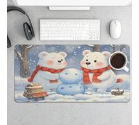 Waterproof Desk Mat 24x12 in Oversized Lovely Snow Bear Desk Pad with Non-Slip Rubber Base Smooth Surface Gaming Mousepad for Mouse & Keyboard Portable Foldable for Home Office Desktop Decor
