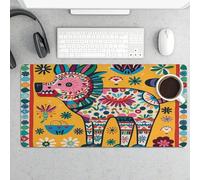Waterproof Desk Mat 24x12 in Oversized Mexican Otomi Animal Desk Pad with Non-Slip Rubber Base Smooth Surface Gaming Mousepad for Mouse & Keyboard Portable Foldable for Home Office Desktop Decor