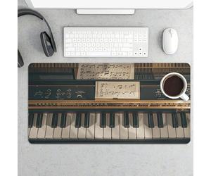 Waterproof Desk Mat 24x12 in Oversized Music Note Piano Desk Pad with Non-Slip Rubber Base Smooth Surface Gaming Mousepad for Mouse & Keyboard Portable Foldable for Home Office Desktop Decor