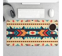 Waterproof Desk Mat 24x12 in Oversized Native American Desk Pad with Non-Slip Rubber Base Smooth Surface Gaming Mousepad for Mouse & Keyboard Portable Foldable for Home Office Desktop Decor