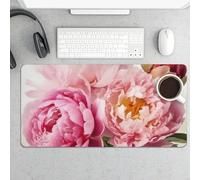 Waterproof Desk Mat 24x12 in Oversized Peony Flowers Blossom Desk Pad with Non-Slip Rubber Base Smooth Surface Gaming Mousepad for Mouse & Keyboard Portable Foldable for Home Office Desktop Decor