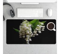 Waterproof Desk Mat 24x12 in Oversized Some Lilies of The Valley Desk Pad with Non-Slip Rubber Base Smooth Surface Gaming Mousepad for Mouse & Keyboard Portable Foldable for Home Office Desktop Decor