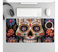 Waterproof Desk Mat 24x12 in Oversized Sugar Skulls Desk Pad with Non-Slip Rubber Base Smooth Surface Gaming Mousepad for Mouse & Keyboard Portable Foldable for Home Office Desktop Decor