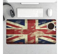 Waterproof Desk Mat 24x12 in Oversized Vintage Union Jack British Flag Desk Pad with Non-Slip Rubber Base Smooth Surface Gaming Mousepad for Mouse & Keyboard Portable Foldable for Home Office Desktop