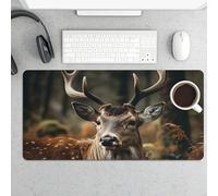 Waterproof Desk Mat 24x12 in Oversized Wild Deer Desk Pad with Non-Slip Rubber Base Smooth Surface Gaming Mousepad for Mouse & Keyboard Portable Foldable for Home Office Desktop Decor