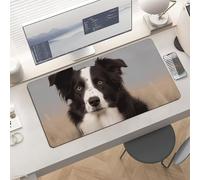 Waterproof Desk Pad 24x12 in Non-Slip Rubber Base Border Collie Desk Mat for Keyboard and Mouse Foldable Gaming Mousepad Large Protector for Computer Laptop Remote Work Home Office