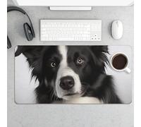 Waterproof Desk Pad 24x12 in Non-Slip Rubber Base Border Collie Desk Mat for Keyboard and Mouse Foldable Gaming Mousepad Large Protector for Computer Laptop Remote Work Home Office