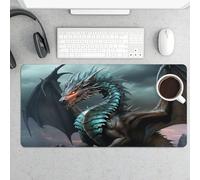 Waterproof Desk Pad 24x12 in Non-Slip Rubber Base Cool Dragon Desk Mat for Keyboard and Mouse Foldable Gaming Mousepad Large Protector for Computer Laptop Remote Work Home Office