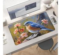 Waterproof Desk Pad 24x12 in Non-Slip Rubber Base Cute Bluebird Desk Mat for Keyboard and Mouse Foldable Gaming Mousepad Large Protector for Computer Laptop Remote Work Home Office