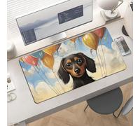 Waterproof Desk Pad 24x12 in Non-Slip Rubber Base Dachshund Hot Air Balloon Desk Mat for Keyboard and Mouse Foldable Gaming Mousepad Large Protector for Computer Laptop Remote Work Home Office