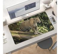 Waterproof Desk Pad 24x12 in Non-Slip Rubber Base Jaguar Cat on Tree Trunk Desk Mat for Keyboard and Mouse Foldable Gaming Mousepad Large Protector for Computer Laptop Remote Work Home Office