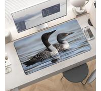 Waterproof Desk Pad 24x12 in Non-Slip Rubber Base Loon Birds Desk Mat for Keyboard and Mouse Foldable Gaming Mousepad Large Protector for Computer Laptop Remote Work Home Office