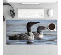 Waterproof Desk Pad 24x12 in Non-Slip Rubber Base Loon Birds Desk Mat for Keyboard and Mouse Foldable Gaming Mousepad Large Protector for Computer Laptop Remote Work Home Office