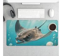 Waterproof Desk Pad 24x12 in Non-Slip Rubber Base Manta Ray Desk Mat for Keyboard and Mouse Foldable Gaming Mousepad Large Protector for Computer Laptop Remote Work Home Office