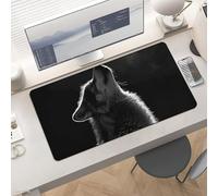 Waterproof Desk Pad 24x12 in Non-Slip Rubber Base Wolf Facing The Moon Desk Mat for Keyboard and Mouse Foldable Gaming Mousepad Large Protector for Computer Laptop Remote Work Home Office