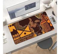 Waterproof Desk Pad 24x12 Non-Slip Rubber African Map Ethnic Pattern Mouse Pad for Keyboard & Laptop Foldable Office Computer Desk Mat Smooth Gaming Surface for Home Remote Work Desktop Accessories