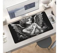 Waterproof Desk Pad 24x12 Non-Slip Rubber Angel Portrait Style Mouse Pad for Keyboard & Laptop Foldable Office Computer Desk Mat Smooth Gaming Surface for Home Remote Work Desktop Accessories