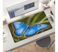 Waterproof Desk Pad 24x12 Non-Slip Rubber Blue Butterfly Mouse Pad for Keyboard & Laptop Foldable Office Computer Desk Mat Smooth Gaming Surface for Home Remote Work Desktop Accessories