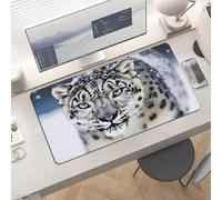 Waterproof Desk Pad 24x12 Non-Slip Rubber Blue Eyed Snow Leopard Mouse Pad for Keyboard & Laptop Foldable Office Computer Desk Mat Smooth Gaming Surface for Home Remote Work Desktop Accessories