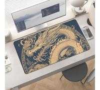 Waterproof Desk Pad 24x12 Non-Slip Rubber Blue Oriental Dragon Mouse Pad for Keyboard & Laptop Foldable Office Computer Desk Mat Smooth Gaming Surface for Home Remote Work Desktop Accessories