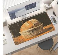Waterproof Desk Pad 24x12 Non-Slip Rubber Bread in Basket Mouse Pad for Keyboard & Laptop Foldable Office Computer Desk Mat Smooth Gaming Surface for Home Remote Work Desktop Accessories