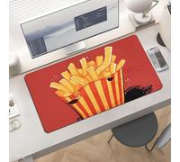 Waterproof Desk Pad 24x12 Non-Slip Rubber Cartoon Fries Mouse Pad for Keyboard & Laptop Foldable Office Computer Desk Mat Smooth Gaming Surface for Home Remote Work Desktop Accessories
