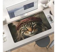 Waterproof Desk Pad 24x12 Non-Slip Rubber Cat Pirate Braids Mouse Pad for Keyboard & Laptop Foldable Office Computer Desk Mat Smooth Gaming Surface for Home Remote Work Desktop Accessories