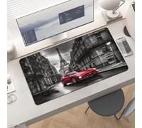 Waterproof Desk Pad 24x12 Non-Slip Rubber City Street Red Car Mouse Pad for Keyboard & Laptop Foldable Office Computer Desk Mat Smooth Gaming Surface for Home Remote Work Desktop Accessories