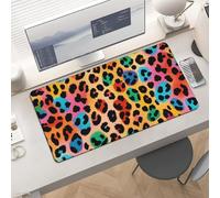 Waterproof Desk Pad 24x12 Non-Slip Rubber Colorful Leopard Mouse Pad for Keyboard & Laptop Foldable Office Computer Desk Mat Smooth Gaming Surface for Home Remote Work Desktop Accessories
