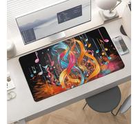 Waterproof Desk Pad 24x12 Non-Slip Rubber Colorful Musical Note Mouse Pad for Keyboard & Laptop Foldable Office Computer Desk Mat Smooth Gaming Surface for Home Remote Work Desktop Accessories