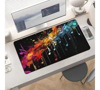 Waterproof Desk Pad 24x12 Non-Slip Rubber Colorful Musical Notes Mouse Pad for Keyboard & Laptop Foldable Office Computer Desk Mat Smooth Gaming Surface for Home Remote Work Desktop Accessories