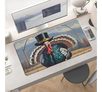 Waterproof Desk Pad 24x12 Non-Slip Rubber Cool Turkey Mouse Pad for Keyboard & Laptop Foldable Office Computer Desk Mat Smooth Gaming Surface for Home Remote Work Desktop Accessories