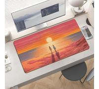 Waterproof Desk Pad 24x12 Non-Slip Rubber Couple Watching Sunrise Mouse Pad for Keyboard & Laptop Foldable Office Computer Desk Mat Smooth Gaming Surface for Home Remote Work Desktop Accessories
