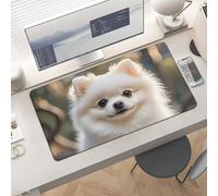 Waterproof Desk Pad 24x12 Non-Slip Rubber Cute Pomeranian Dog Mouse Pad for Keyboard & Laptop Foldable Office Computer Desk Mat Smooth Gaming Surface for Home Remote Work Desktop Accessories