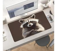 Waterproof Desk Pad 24x12 Non-Slip Rubber Cute Raccoon Mouse Pad for Keyboard & Laptop Foldable Office Computer Desk Mat Smooth Gaming Surface for Home Remote Work Desktop Accessories