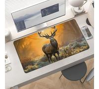Waterproof Desk Pad 24x12 Non-Slip Rubber Deer in The Grass Mouse Pad for Keyboard & Laptop Foldable Office Computer Desk Mat Smooth Gaming Surface for Home Remote Work Desktop Accessories