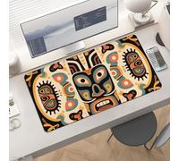 Waterproof Desk Pad 24x12 Non-Slip Rubber Ethnic Totem Mouse Pad for Keyboard & Laptop Foldable Office Computer Desk Mat Smooth Gaming Surface for Home Remote Work Desktop Accessories