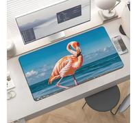 Waterproof Desk Pad 24x12 Non-Slip Rubber Flamingo on Beach Mouse Pad for Keyboard & Laptop Foldable Office Computer Desk Mat Smooth Gaming Surface for Home Remote Work Desktop Accessories