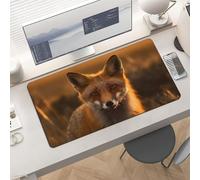 Waterproof Desk Pad 24x12 Non-Slip Rubber Fox in Field Mouse Pad for Keyboard & Laptop Foldable Office Computer Desk Mat Smooth Gaming Surface for Home Remote Work Desktop Accessories