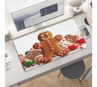 Waterproof Desk Pad 24x12 Non-Slip Rubber Gingerbread Man Candy Mouse Pad for Keyboard & Laptop Foldable Office Computer Desk Mat Smooth Gaming Surface for Home Remote Work Desktop Accessories
