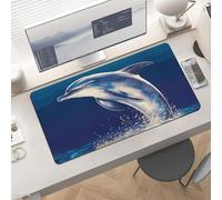 Waterproof Desk Pad 24x12 Non-Slip Rubber Glitter Dolphin Mouse Pad for Keyboard & Laptop Foldable Office Computer Desk Mat Smooth Gaming Surface for Home Remote Work Desktop Accessories