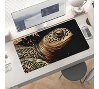 Waterproof Desk Pad 24x12 Non-Slip Rubber Gold Sea Turtle Mouse Pad for Keyboard & Laptop Foldable Office Computer Desk Mat Smooth Gaming Surface for Home Remote Work Desktop Accessories