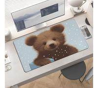 Waterproof Desk Pad 24x12 Non-Slip Rubber Happy Bear Mouse Pad for Keyboard & Laptop Foldable Office Computer Desk Mat Smooth Gaming Surface for Home Remote Work Desktop Accessories