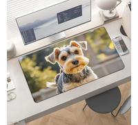 Waterproof Desk Pad 24x12 Non-Slip Rubber Happy Puppy Mouse Pad for Keyboard & Laptop Foldable Office Computer Desk Mat Smooth Gaming Surface for Home Remote Work Desktop Accessories