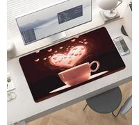 Waterproof Desk Pad 24x12 Non-Slip Rubber Heart Cup Mouse Pad for Keyboard & Laptop Foldable Office Computer Desk Mat Smooth Gaming Surface for Home Remote Work Desktop Accessories