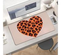 Waterproof Desk Pad 24x12 Non-Slip Rubber Heart Leopard Mouse Pad for Keyboard & Laptop Foldable Office Computer Desk Mat Smooth Gaming Surface for Home Remote Work Desktop Accessories