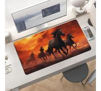 Waterproof Desk Pad 24x12 Non-Slip Rubber Horses Red Clouds Mouse Pad for Keyboard & Laptop Foldable Office Computer Desk Mat Smooth Gaming Surface for Home Remote Work Desktop Accessories